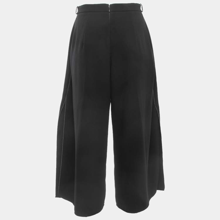 Pre Owned Elisabetta Franchi Black Crepe Side Slit Culottes M