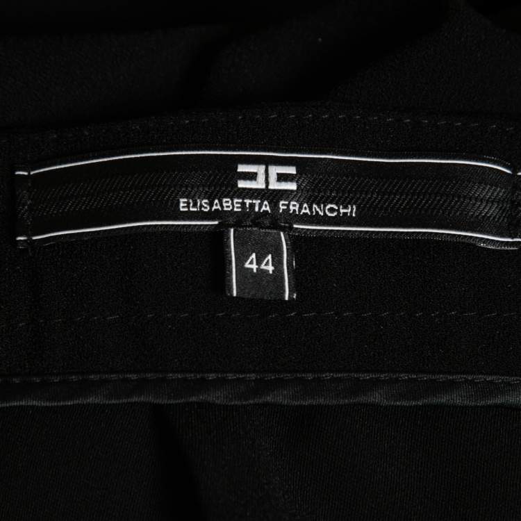 Pre Owned Elisabetta Franchi Black Crepe Side Slit Culottes M