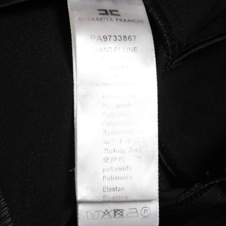 Pre Owned Elisabetta Franchi Black Knit Chain Detail Trousers L