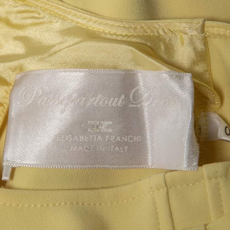 مملوكة مسبقًا Elisabetta Franchi Yellow Crepe Bow Detail Sleeveless Mini Dress S