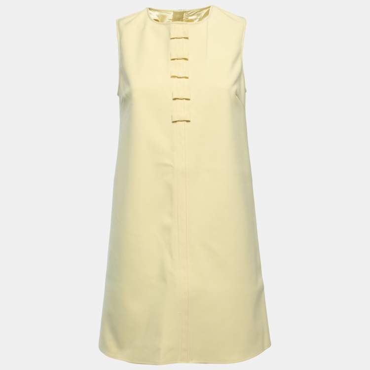 مملوكة مسبقًا Elisabetta Franchi Yellow Crepe Bow Detail Sleeveless Mini Dress S
