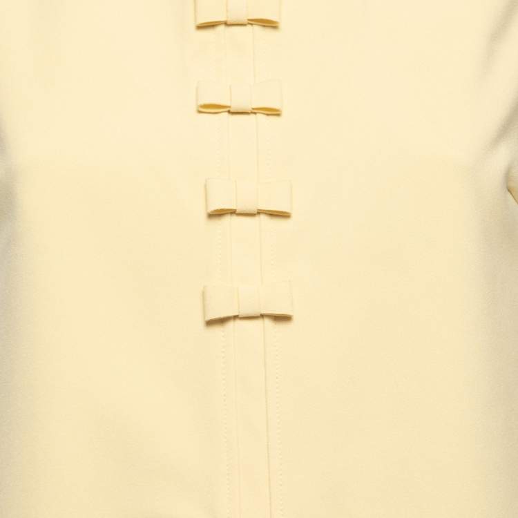 مملوكة مسبقًا Elisabetta Franchi Yellow Crepe Bow Detail Sleeveless Mini Dress S
