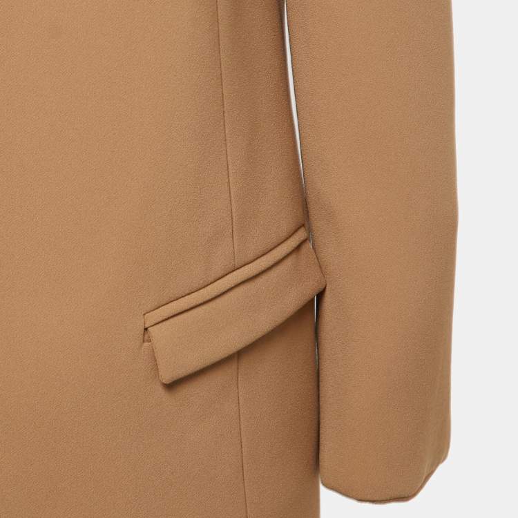 Pre Owned Elisabetta Franchi Tan Brown Crepe Open Blazer M