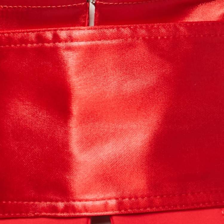 Pre Owned Elisabetta Franchi Red Stretch Crepe Tailored Jacket S