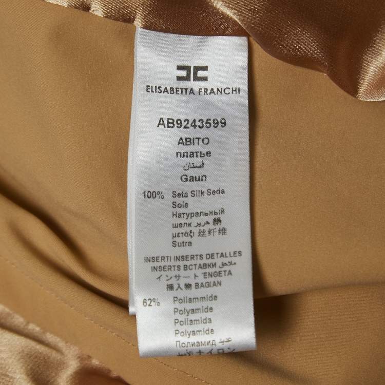 Pre Owned Elisabetta Franchi Beige/Brown Silk Corset Insert Ruched Strapless Mini Dress S