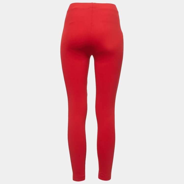 Pre Owned Elisabetta Franchi Red Nylon Knit Leggings S