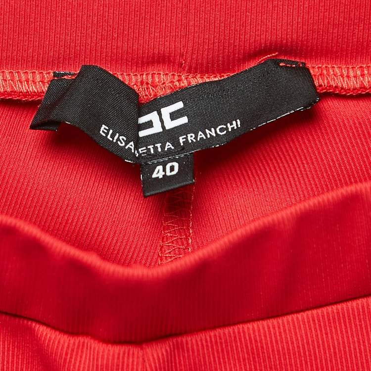 Pre Owned Elisabetta Franchi Red Nylon Knit Leggings S