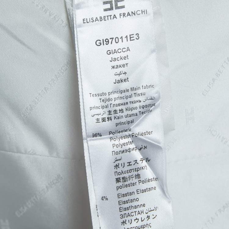 Pre Owned  Elisabetta Franchi White Crepe Double Breasted Blazer S