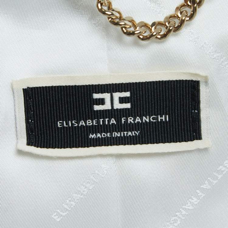 Pre Owned  Elisabetta Franchi White Crepe Double Breasted Blazer S