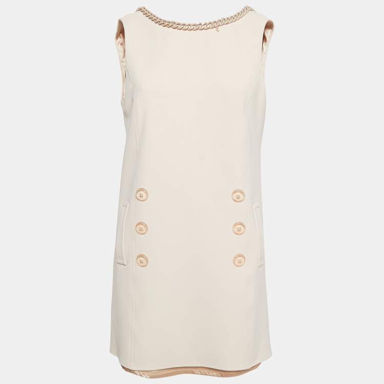 Pre Owned Elisabetta Franchi Light Pink Crepe Chain Detailed Sleeveless Mini Dress S
