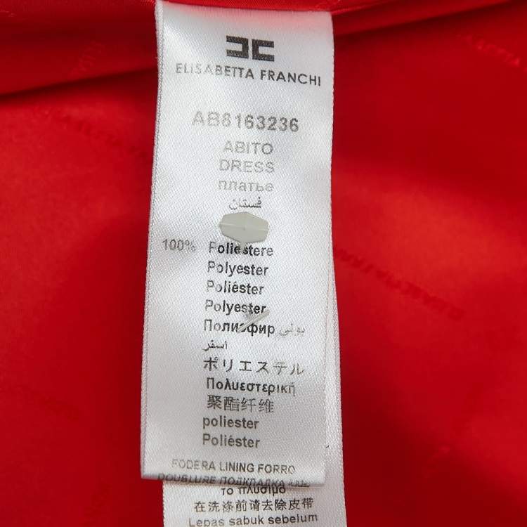 Pre Owned Elisabetta Franchi Orange Crepe Sleeveless Belted Mini Dress S