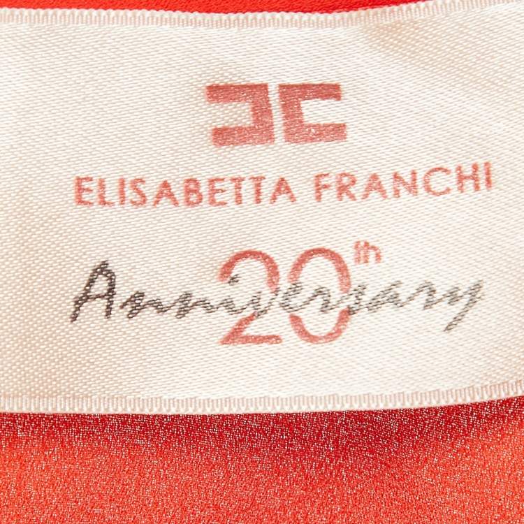 Pre Owned Elisabetta Franchi Orange Crepe Cutout Mini Dress S