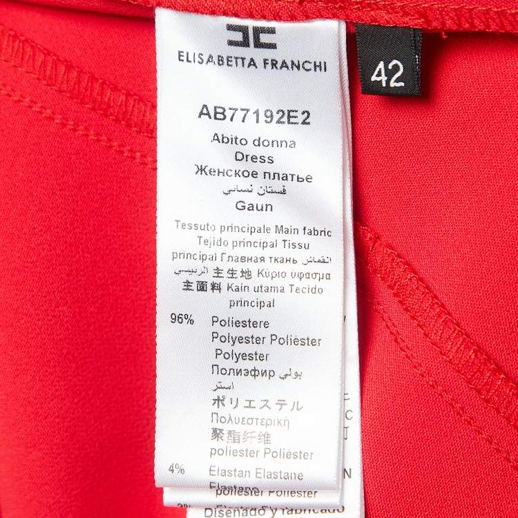 Pre Owned Elisabetta Franchi Red Crepe Chain Strap Fitted Short Dress M