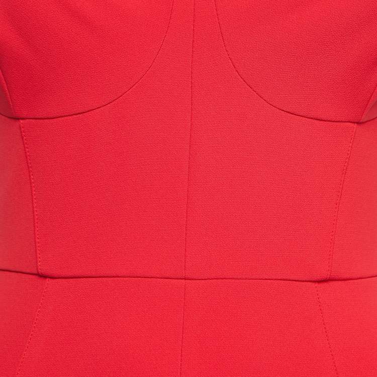 Pre Owned Elisabetta Franchi Red Crepe Chain Strap Fitted Short Dress M