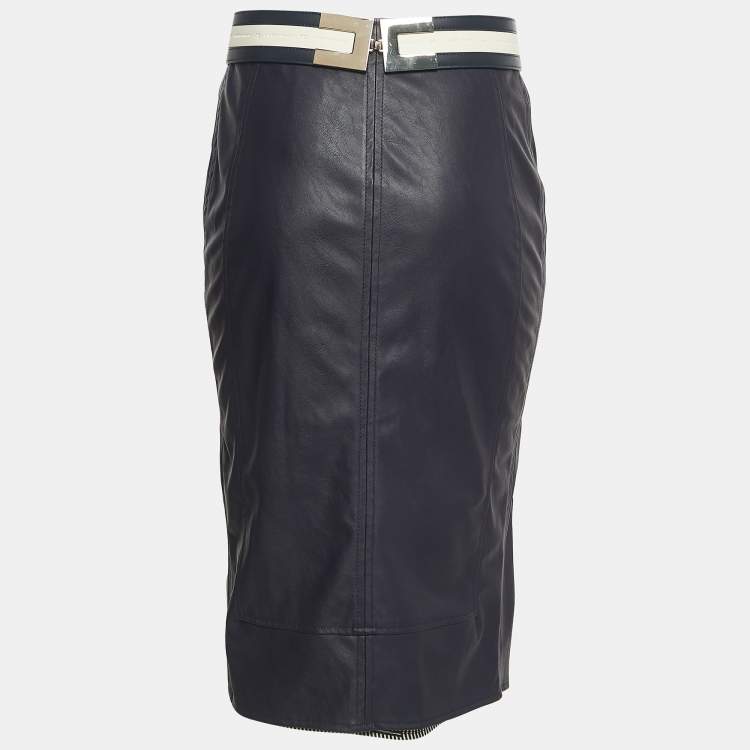 Leather midi skirt clearance navy