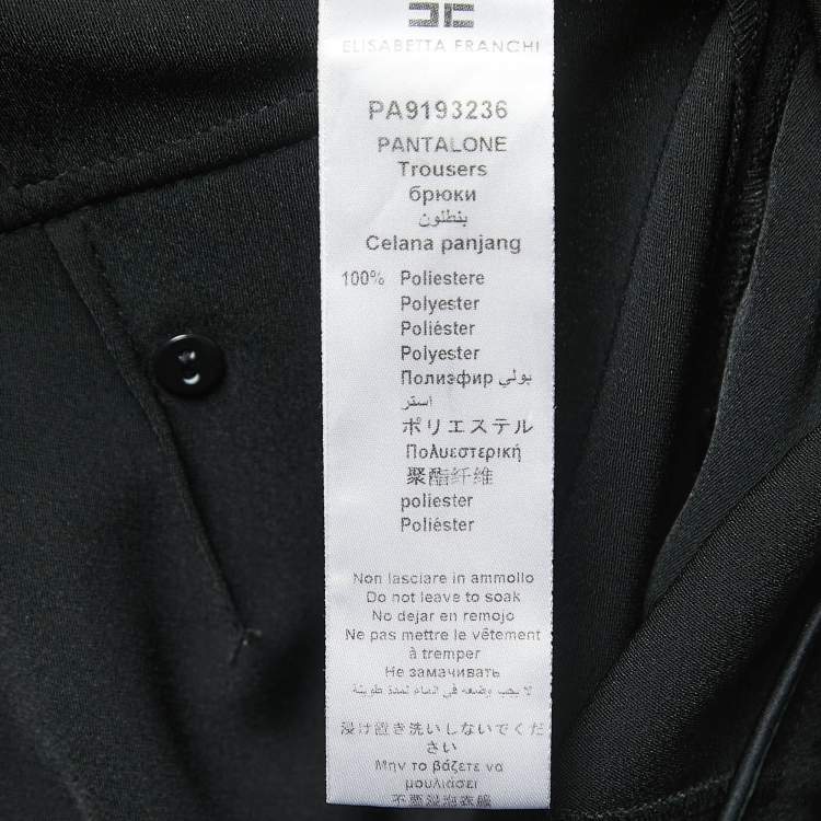 Pre Owned Elisabetta Franchi Black Crepe High Waist Wide Leg Trousers M