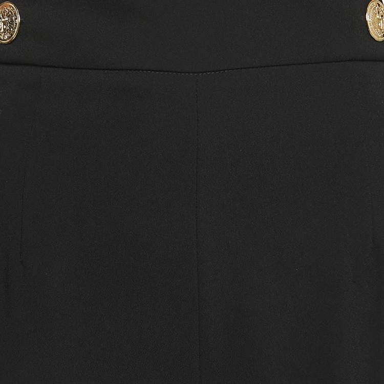 Pre Owned Elisabetta Franchi Black Crepe High Waist Wide Leg Trousers M