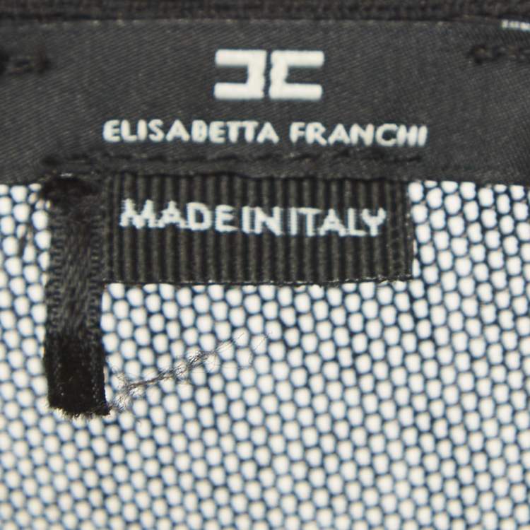 Pre Owned Elisabetta Franchi Black Ruched Mesh Midi Dress M