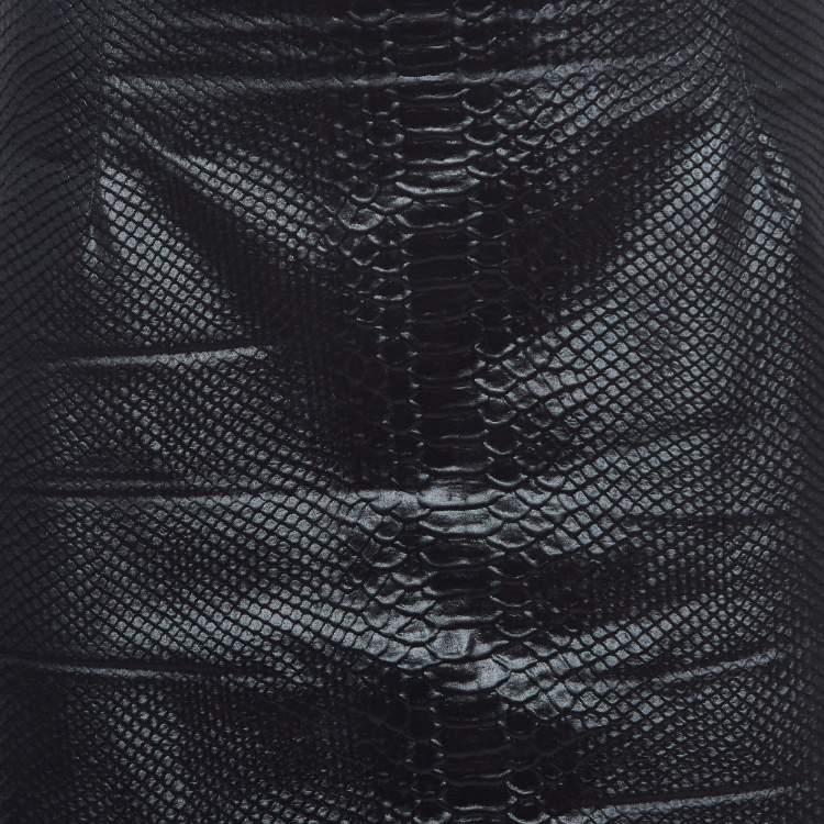 Pre Owned Elisabetta Franchi Black Snake Textured Jacquard Pencil Skirt M