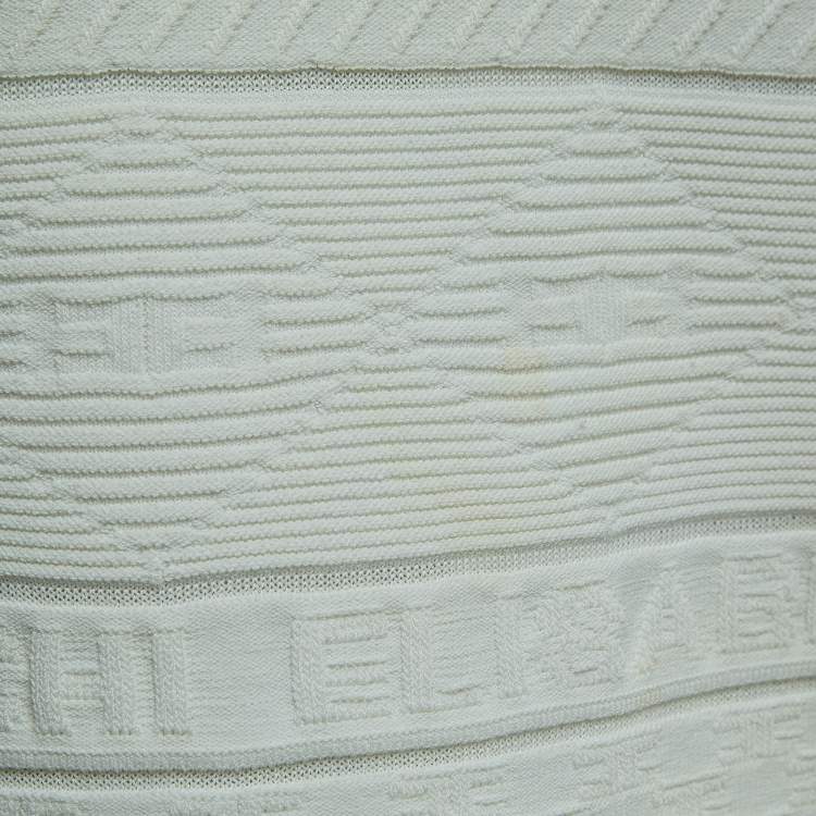 Pre Owned Elisabetta Franchi White Jacquard Knit Pencil Skirt M