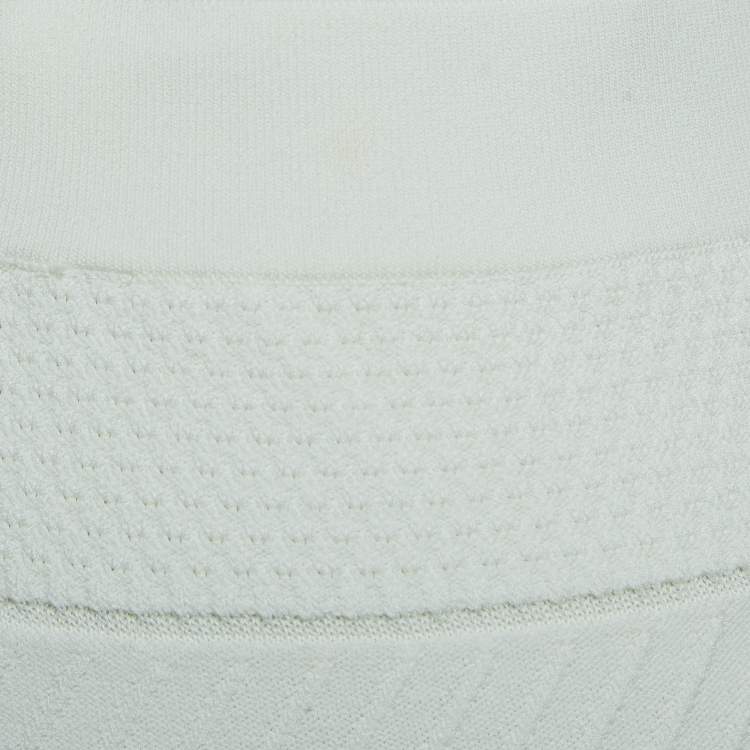 Pre Owned Elisabetta Franchi White Jacquard Knit Pencil Skirt M
