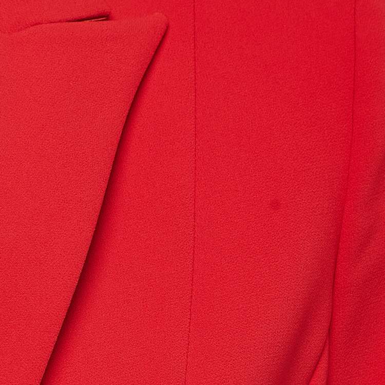 Pre Owned Elisabetta Franchi Red Crepe Cropped Blazer M