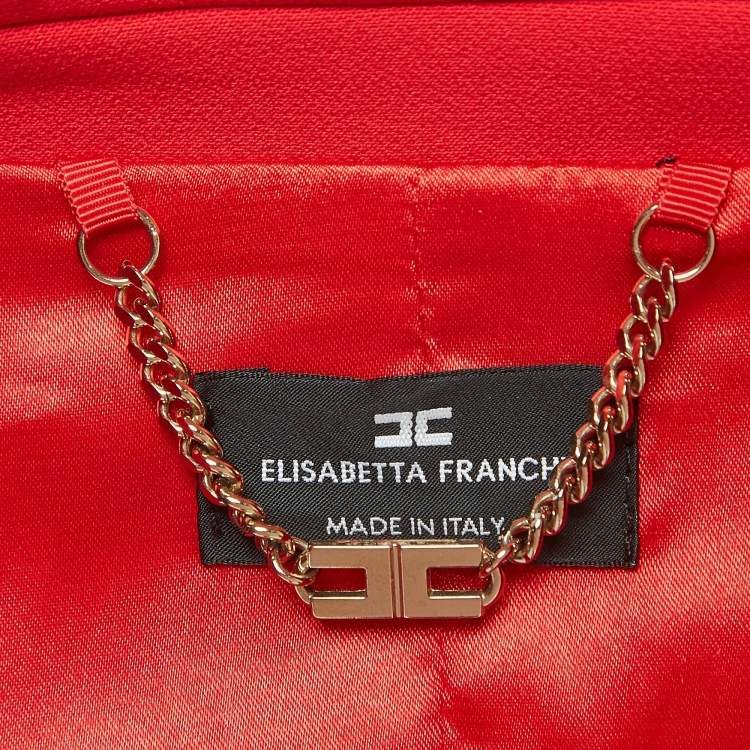 Pre Owned Elisabetta Franchi Red Crepe Cropped Blazer M