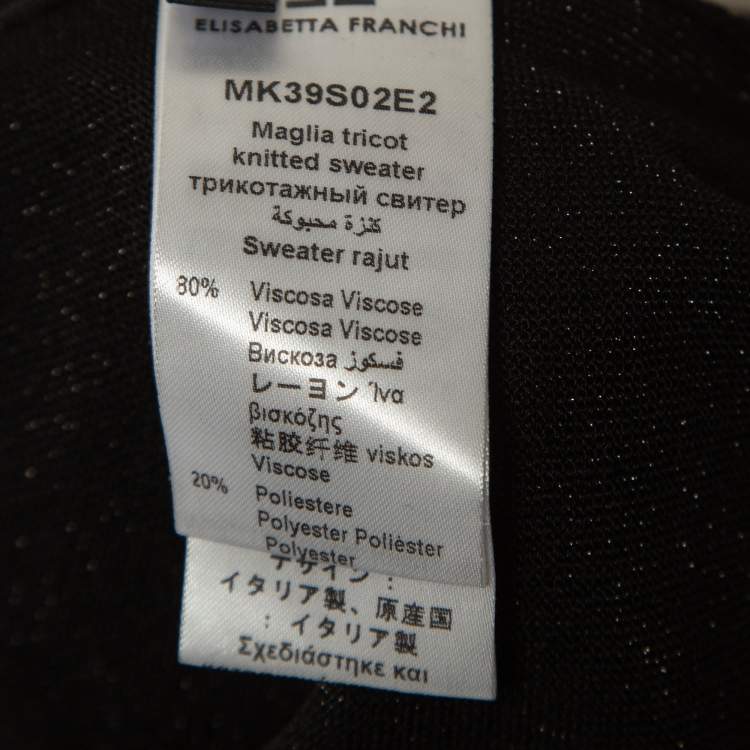 Pre Owned Elisabetta Franchi Black Lurex Knit Button Front Cardigan L