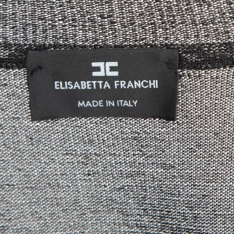 Pre Owned Elisabetta Franchi Black Lurex Knit Button Front Cardigan L