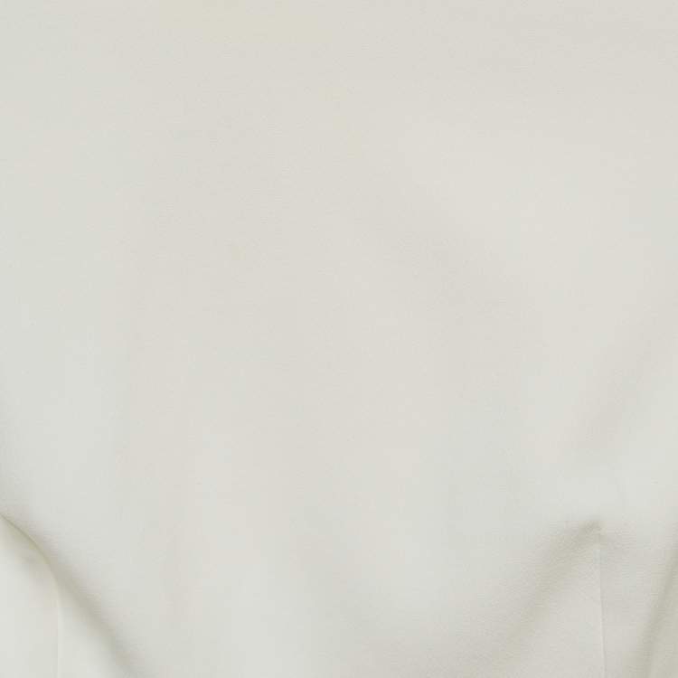 Pre Owned Elisabetta Franchi Off-White Crepe Long Sleeve Crop Top S