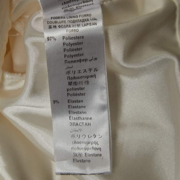 Pre Owned Elisabetta Franchi Off-White Crepe Long Sleeve Crop Top S