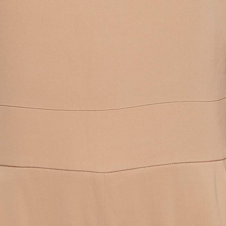 Pre Owned Elisabetta Franchi Beige Crepe Draped One Shoulder Jumpsuit L