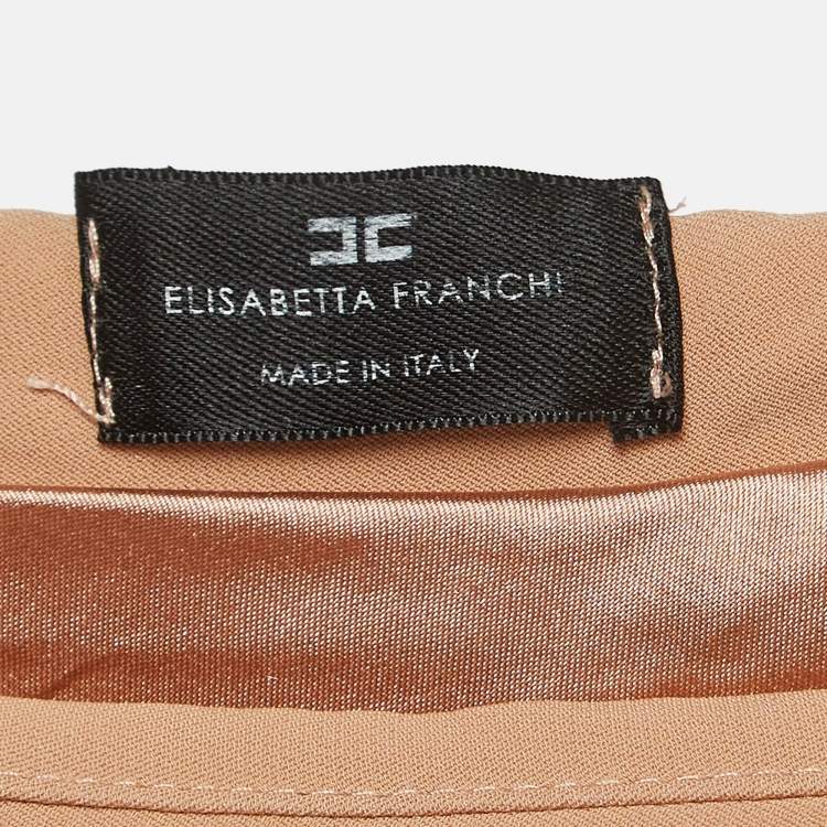 Pre Owned Elisabetta Franchi Beige Crepe Draped One Shoulder Jumpsuit L