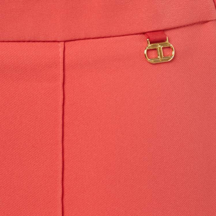 Pre Owned Elisabetta Franchi Coral Pink Crepe Flared Trousers M