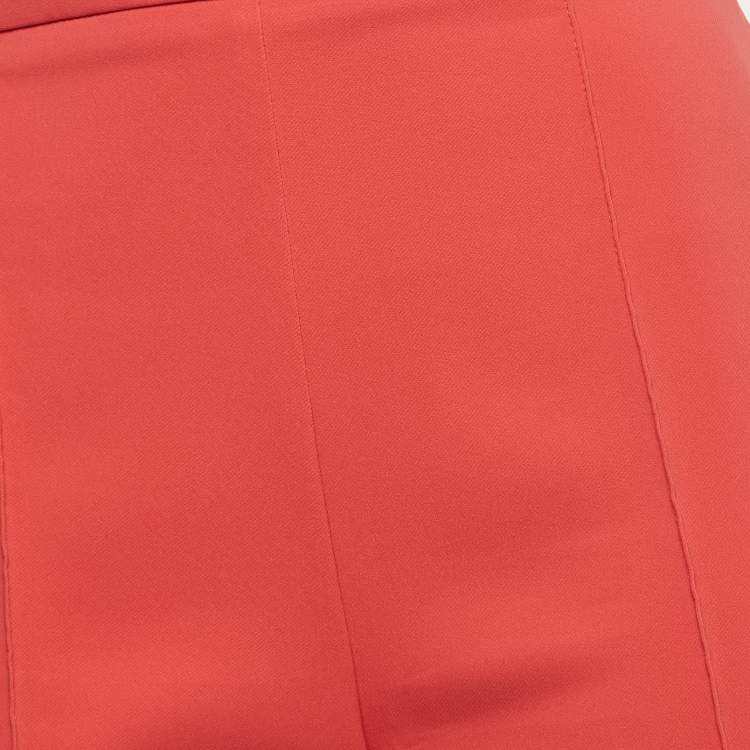 Pre Owned Elisabetta Franchi Coral Pink Crepe Flared Trousers M