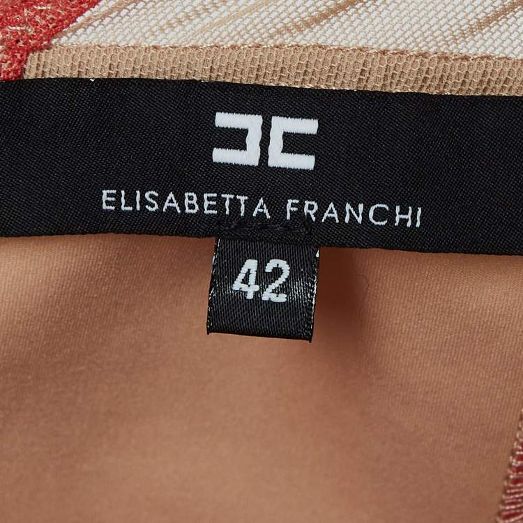 مملوكة مسبقًا Elisabetta Franchi Beige/Coral Pink Stretch Knit  Sleeveless Bodysuit M