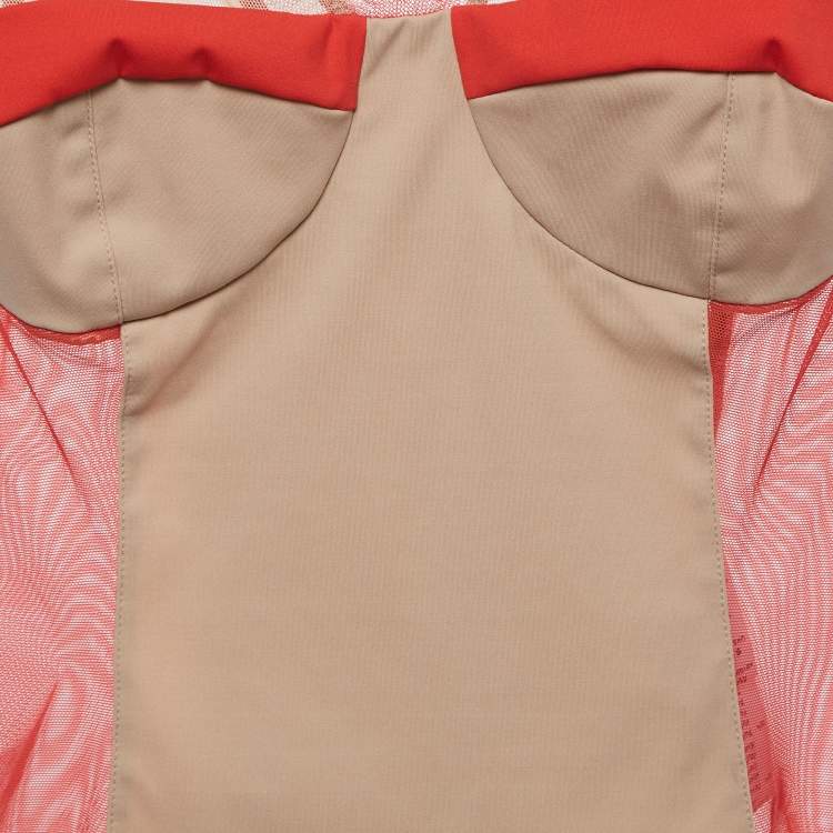 مملوكة مسبقًا Elisabetta Franchi Beige/Coral Pink Stretch Knit  Sleeveless Bodysuit M