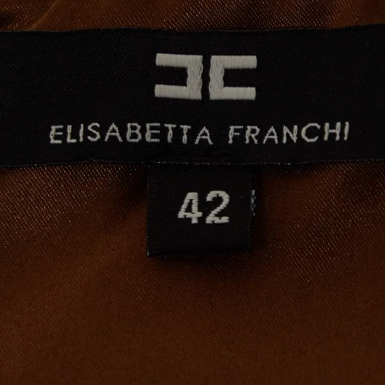 Pre Owned Elisabetta Franchi Beige Satin Strappy Bralette Top M