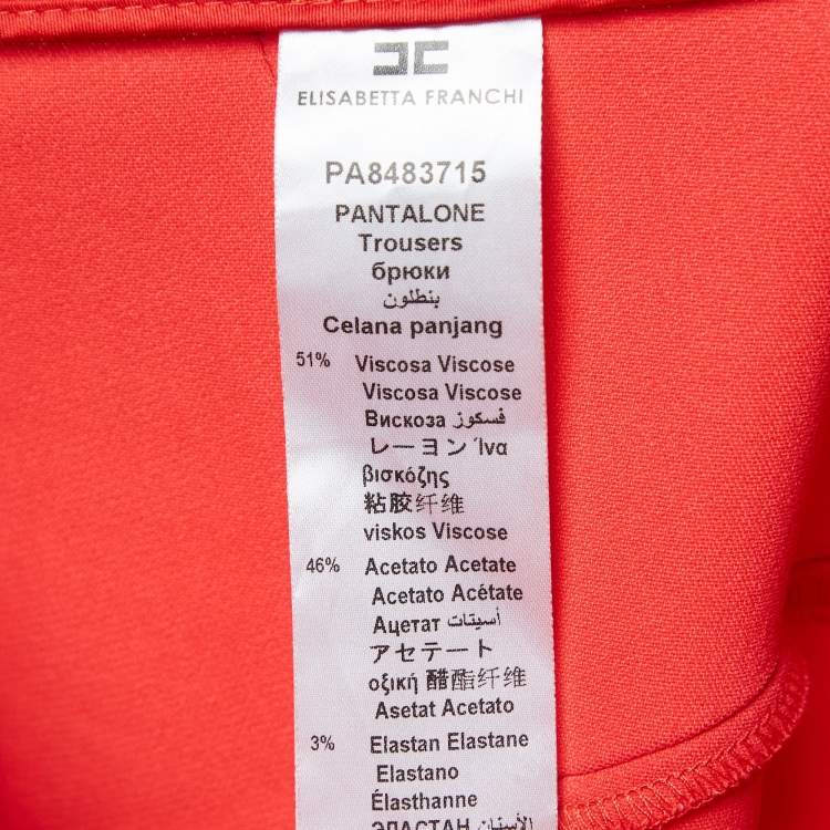 Pre Owned Elisabetta Franchi Coral Pink Crepe Slim Fit Pants S