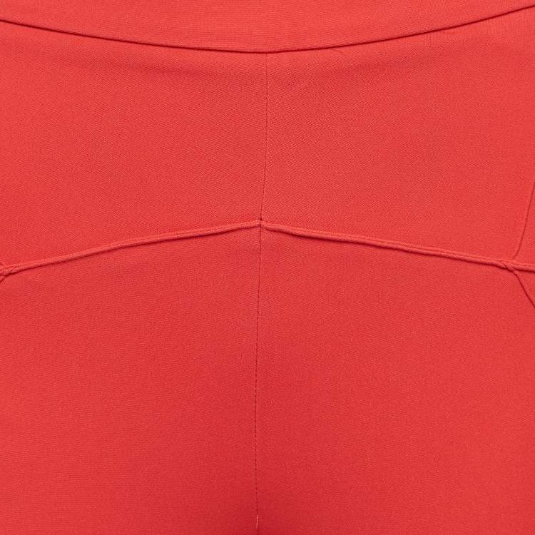 Pre Owned Elisabetta Franchi Coral Pink Crepe Slim Fit Pants S
