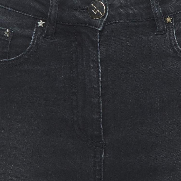 Pre Owned  Elisabetta Franchi Charcoal Black Skinny Denim Jeans S Waist 26