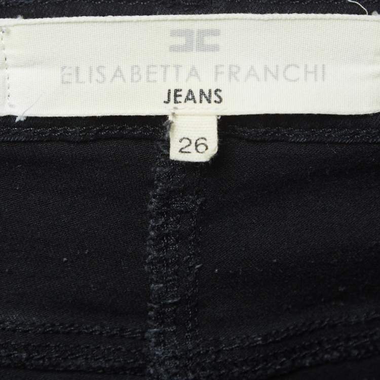 Pre Owned  Elisabetta Franchi Charcoal Black Skinny Denim Jeans S Waist 26