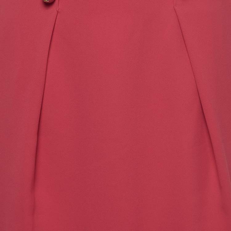 Pre Owned Elisabetta Franchi Pink/Cream Crepe Pleated Knee Length Skirt M