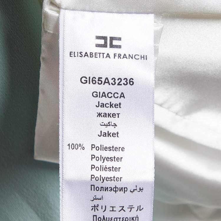 Pre Owned Elisabetta Franchi White Crepe Colorblock Pleated Jacket M