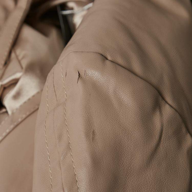Pre Owned Elisabetta Franchi Beige Faux Leather Belt Detail Jacket L
