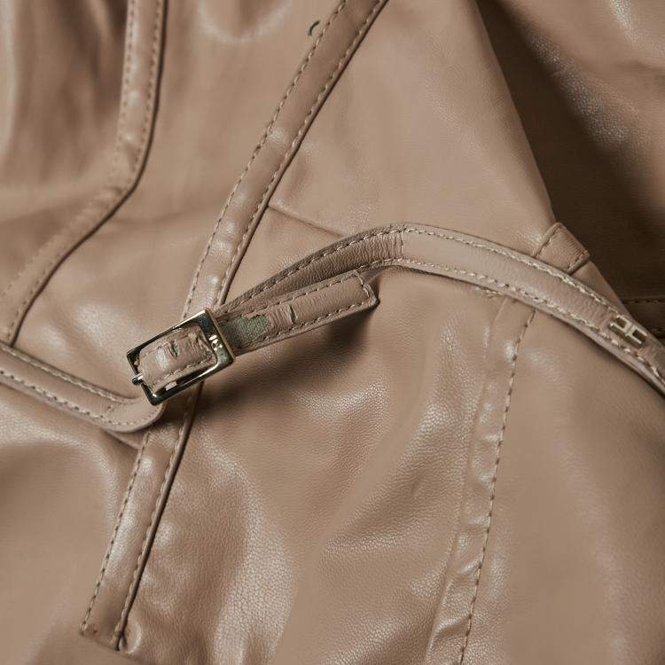 Pre Owned Elisabetta Franchi Beige Faux Leather Belt Detail Jacket L