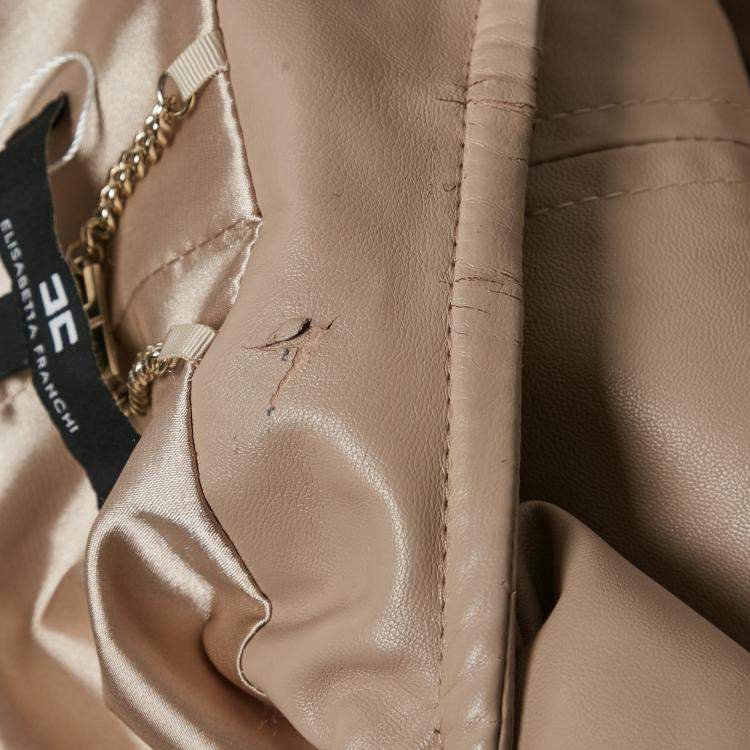 Pre Owned Elisabetta Franchi Beige Faux Leather Belt Detail Jacket L
