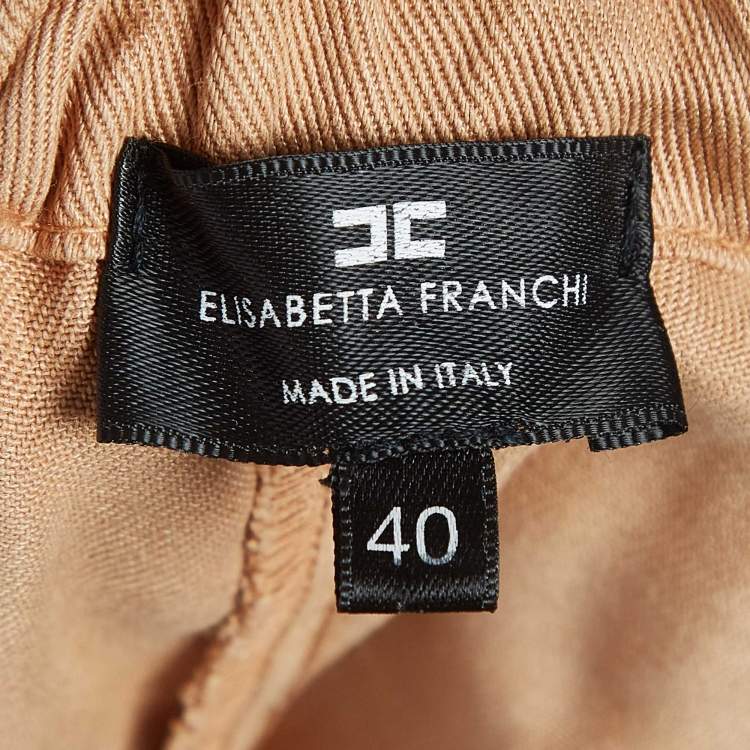 Pre Owned Elisabetta Franchi Beige Denim Belted Loose Fit Shorts S