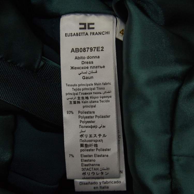 Pre Owned Elisabetta Franchi Dark Green Crepe Red Carpet Gown S