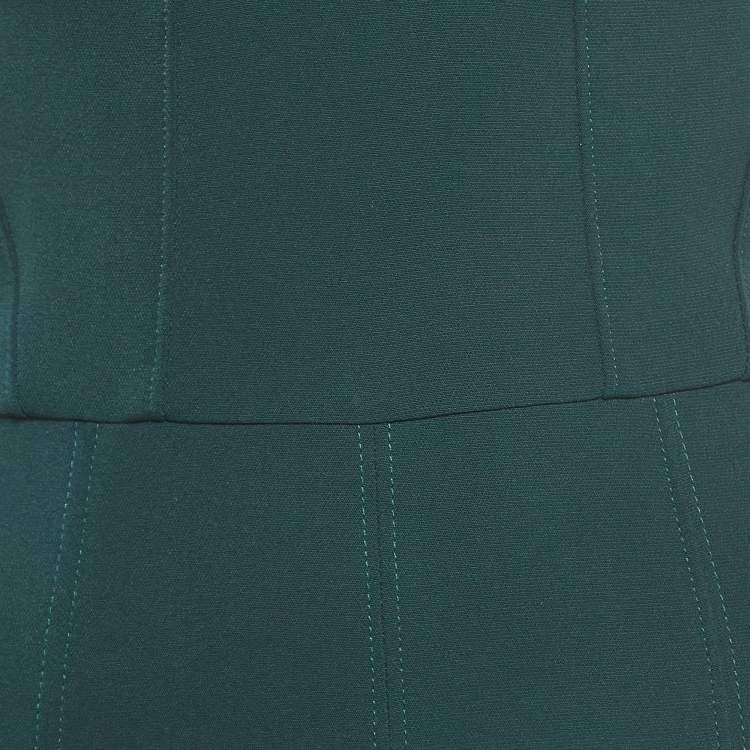 Pre Owned Elisabetta Franchi Dark Green Crepe Red Carpet Gown S